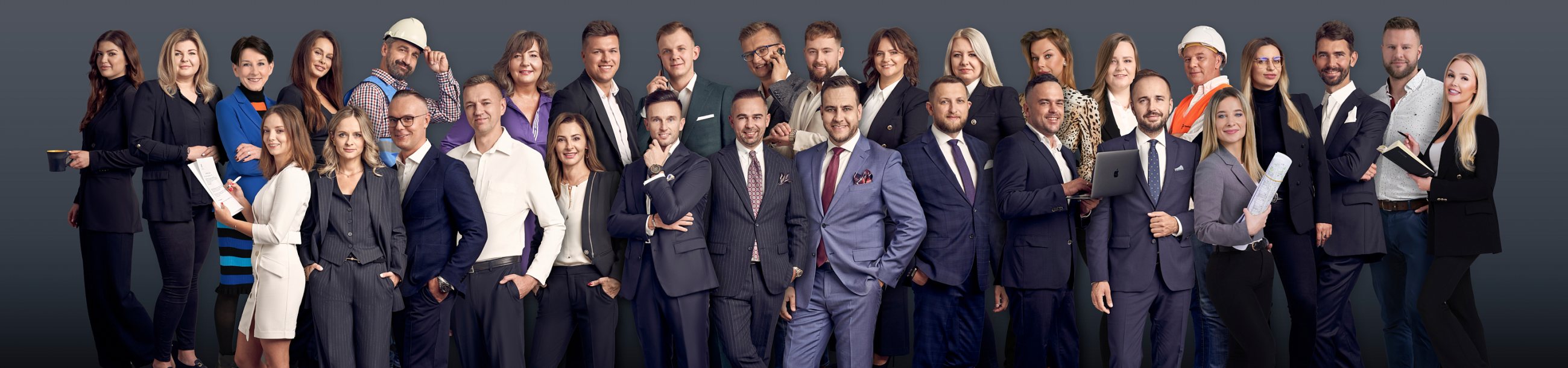 Panorama zespołu sprzedaży — modułowe zdjęcie grupowe firmy